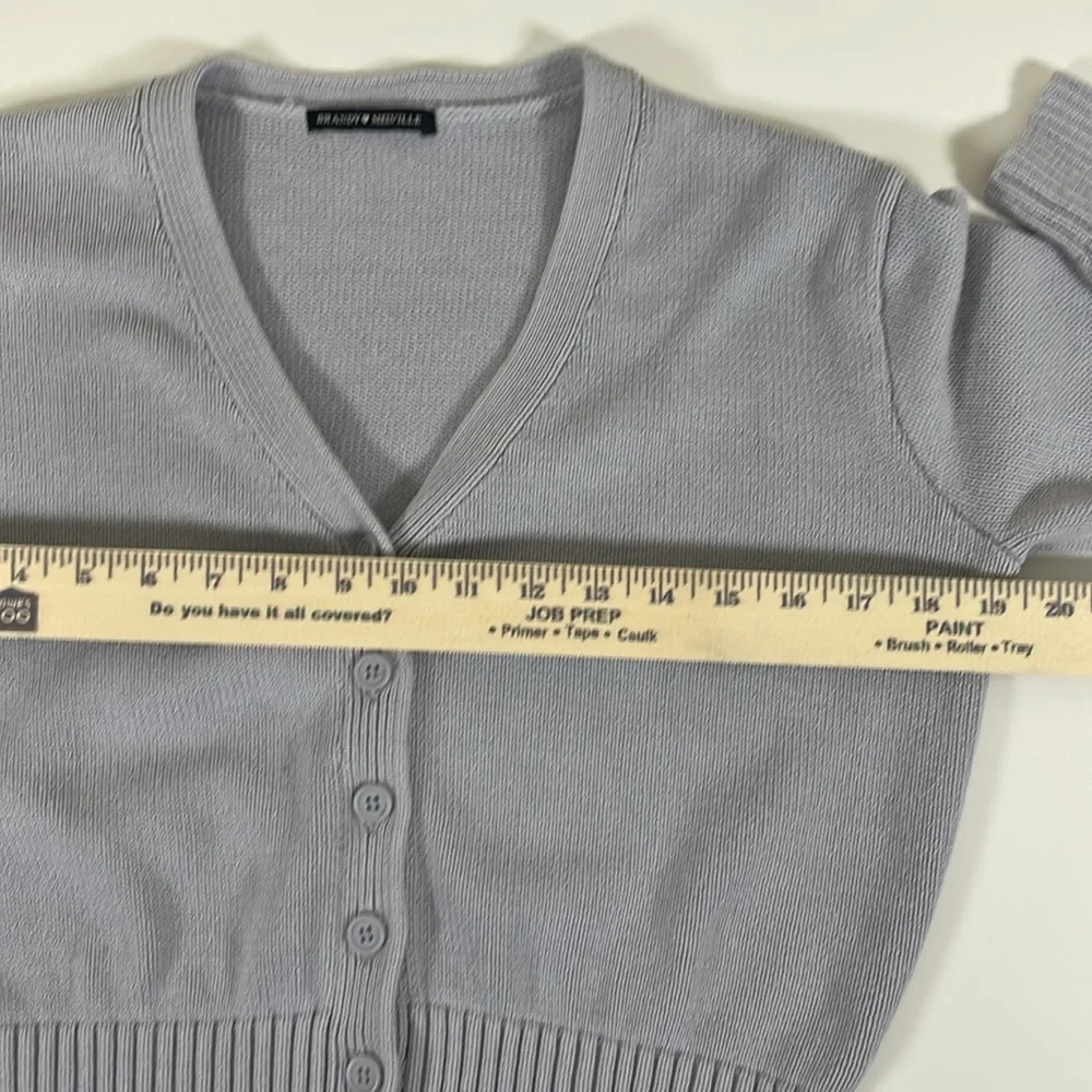 BRANDY MELVILLE Light Lilac Cropped Knit Cardigan Sweater Button Front Small - Picture 4 of 7